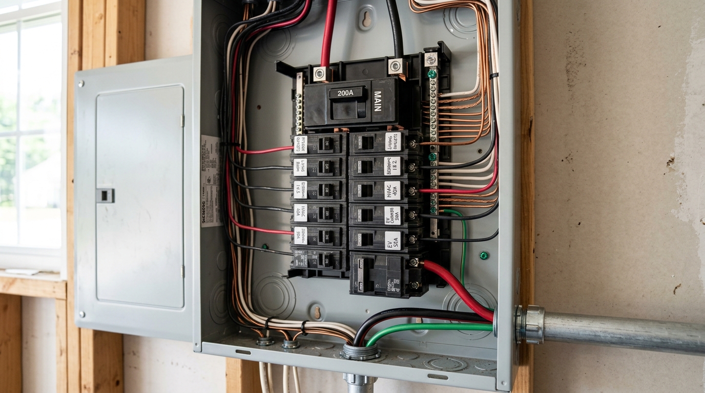 Electrical panel breaker repair and busbar testing for EV charging in Issaquah